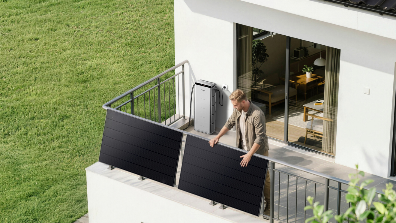 Panneaux photovoltaïques installés sur un balcon