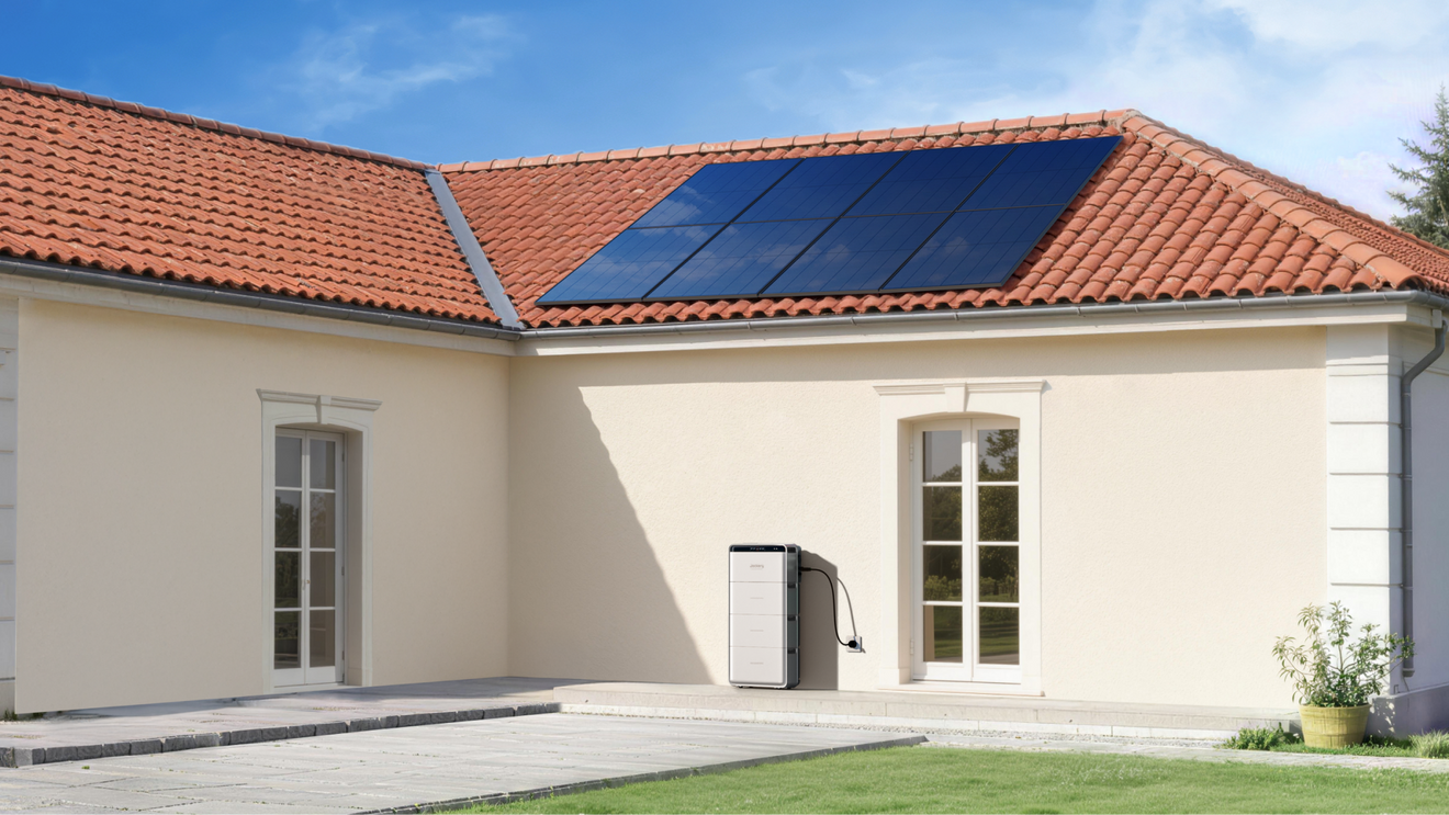 Panneaux photovoltaïques installés sur un toit incliné
