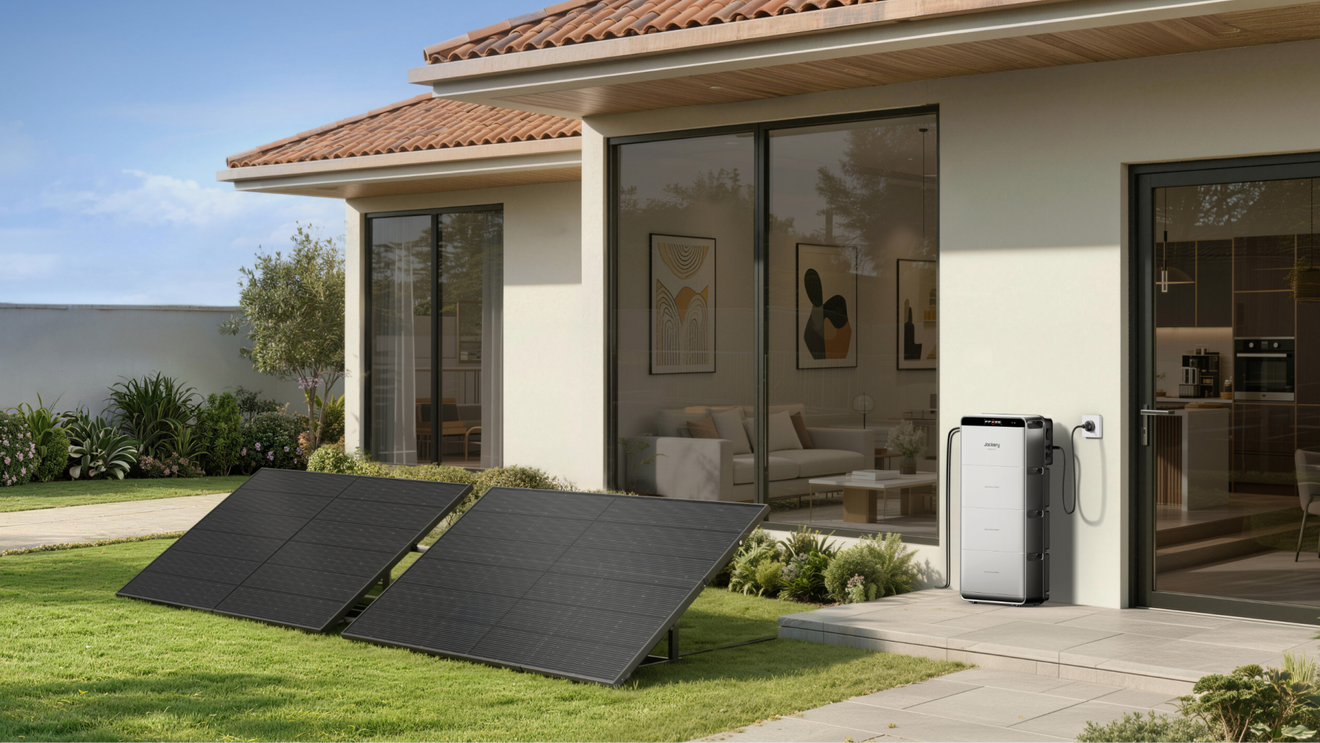 Panneaux photovoltaïques installés sur un jardin