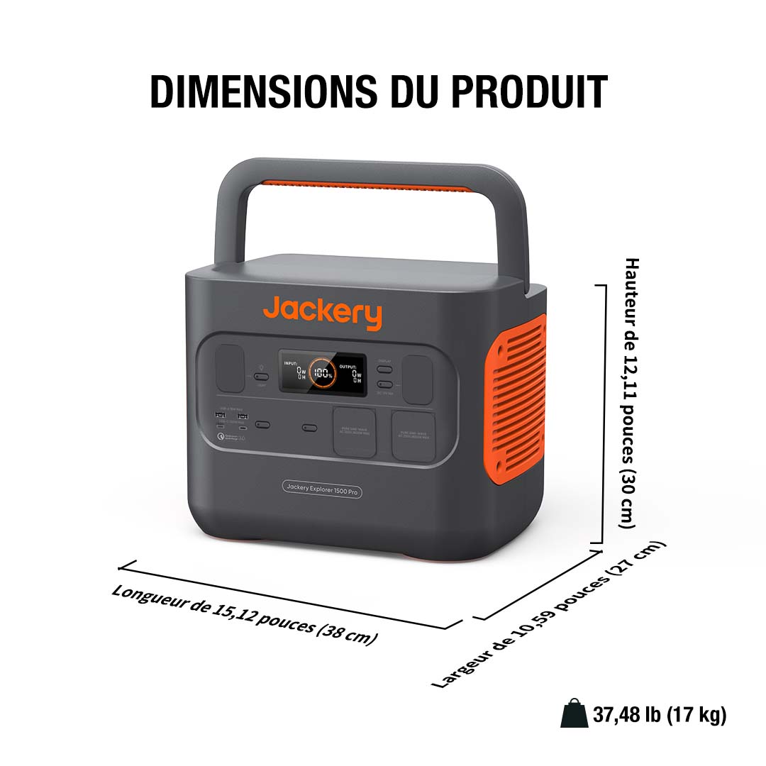 Jackery Explorer 1500 Pro station énergique portable (Reconditionné)
