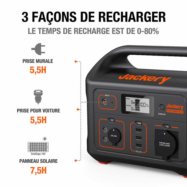 Jackery Explorer 500 station  énergique portable (Reconditionné)