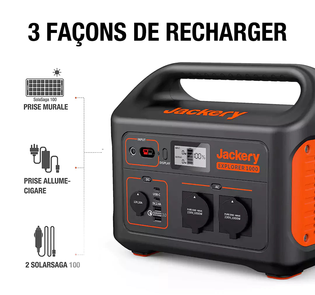 Jackery Explorer 1000 station énergique portable (Reconditionné)